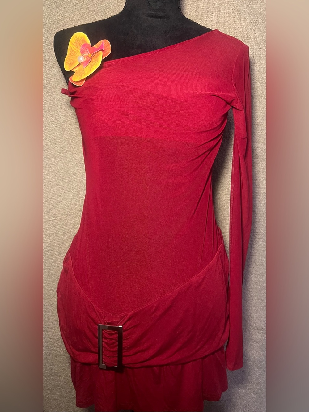 Edikted One-Shoulder Red Mini Dress